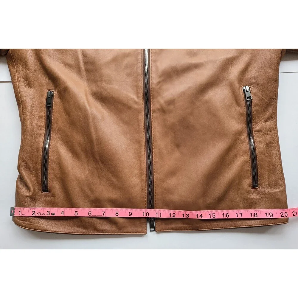 Vintage Italy-made atelier rust brown nappa leather café racer jacket - mens XL‎